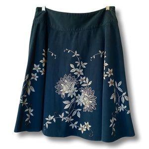 Talbots Floral Print Beaded A Line Skirt